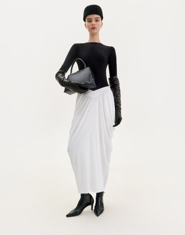 Black and white midi jersey dress