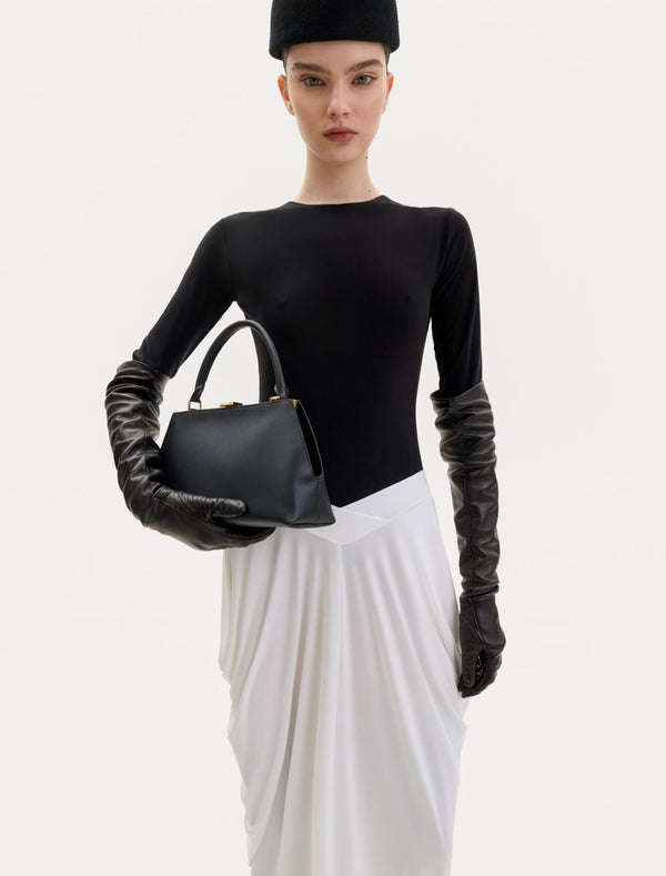 Black and white midi jersey dress