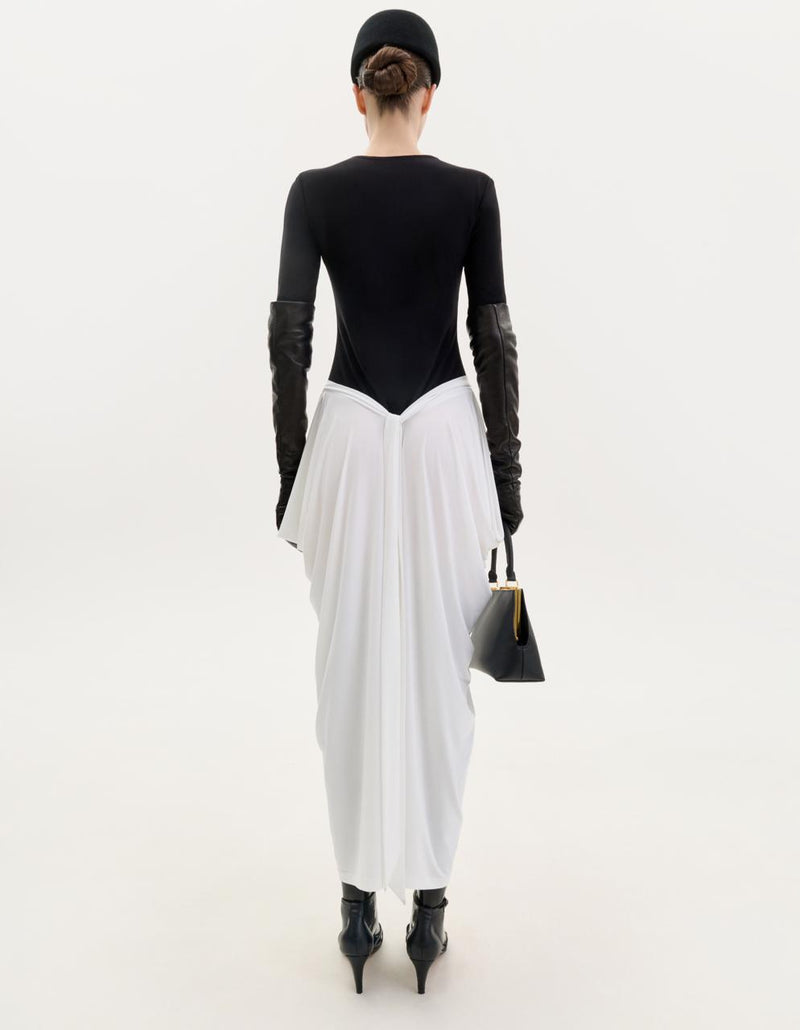 Black and white midi jersey dress