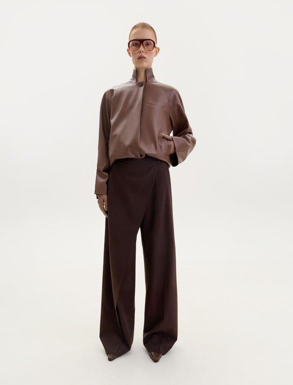 Brown bomber jacket in fox leather