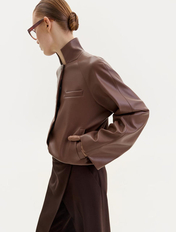 Brown bomber jacket in fox leather