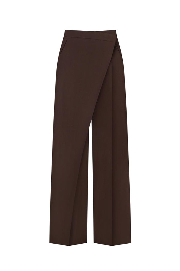 Brown wrap-front pants