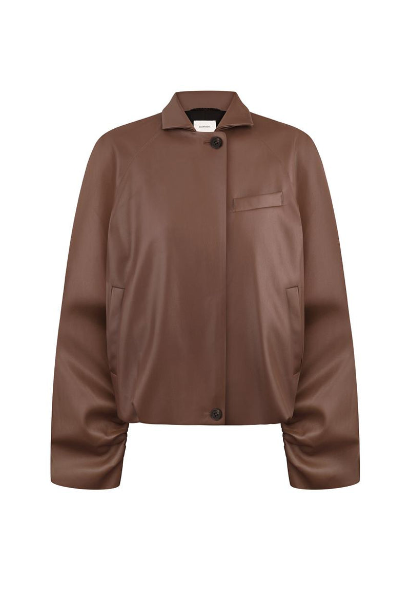 Brown bomber jacket in fox leather