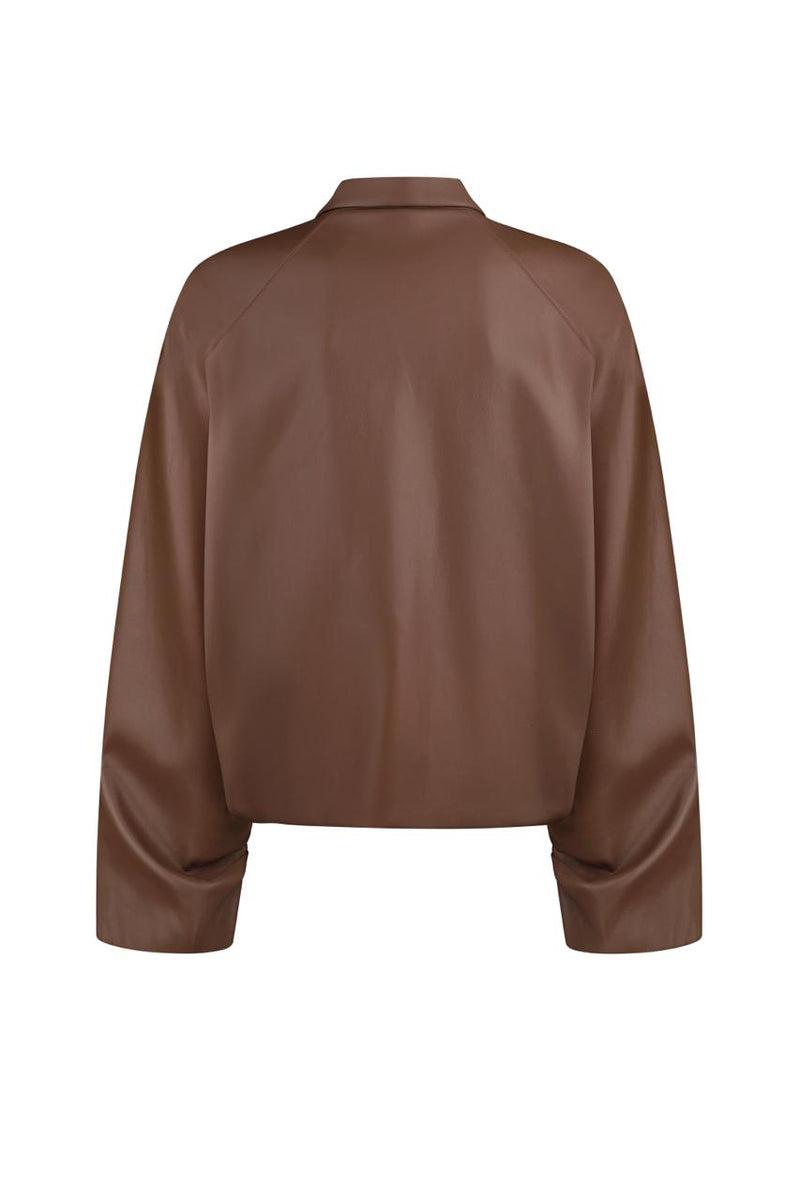 Brown bomber jacket in fox leather