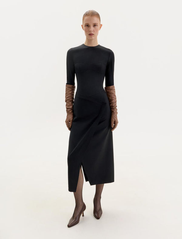 Black wool wrap dress
