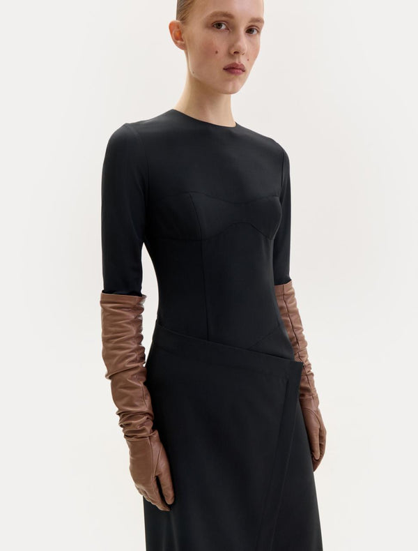 Black wool wrap dress