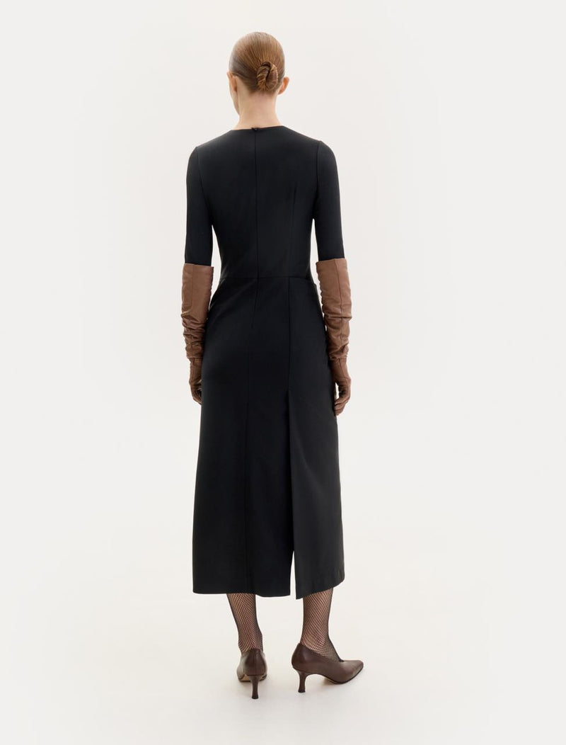Black wool wrap dress