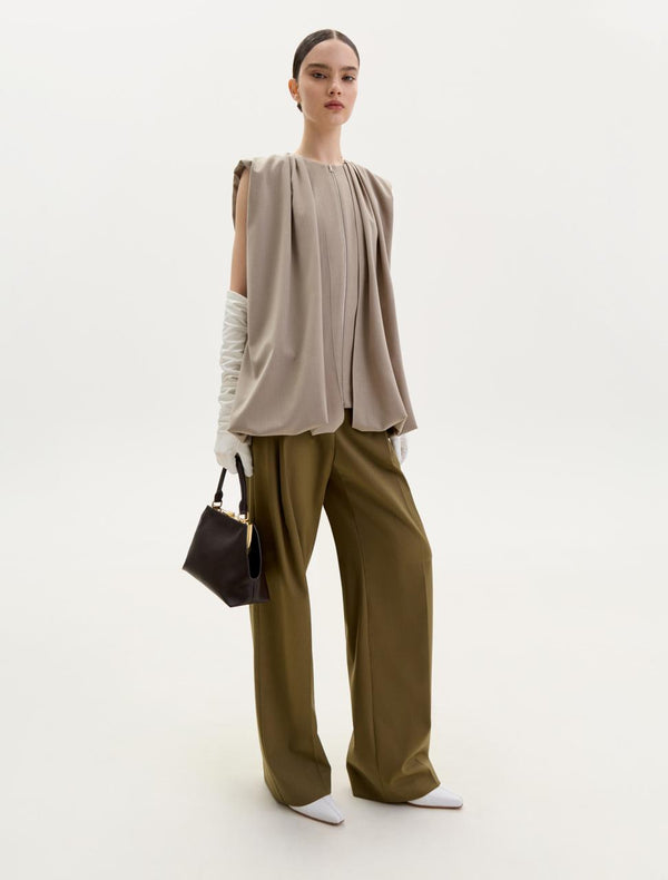 Taupe vest with zipper and belt