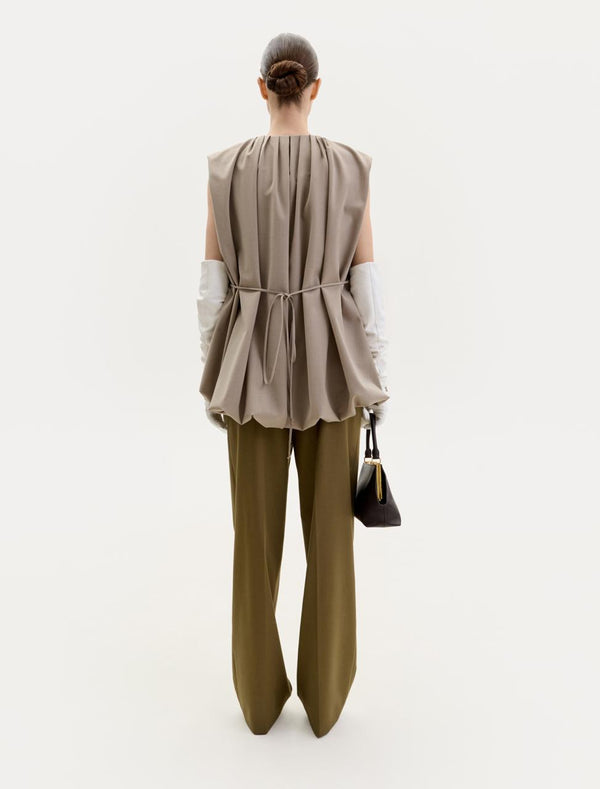 Taupe vest with zipper and belt