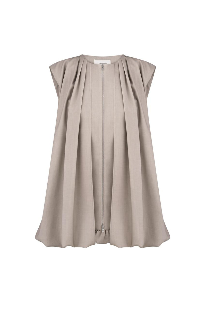 Taupe vest with zipper and belt