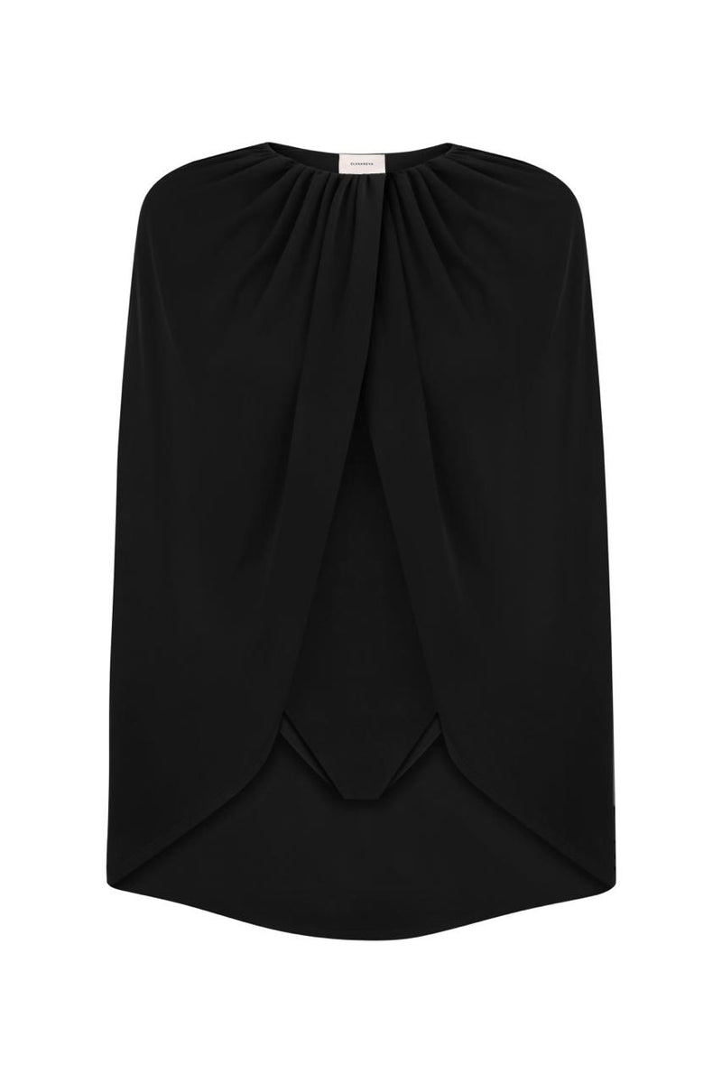 Black jersey cape bodysuit