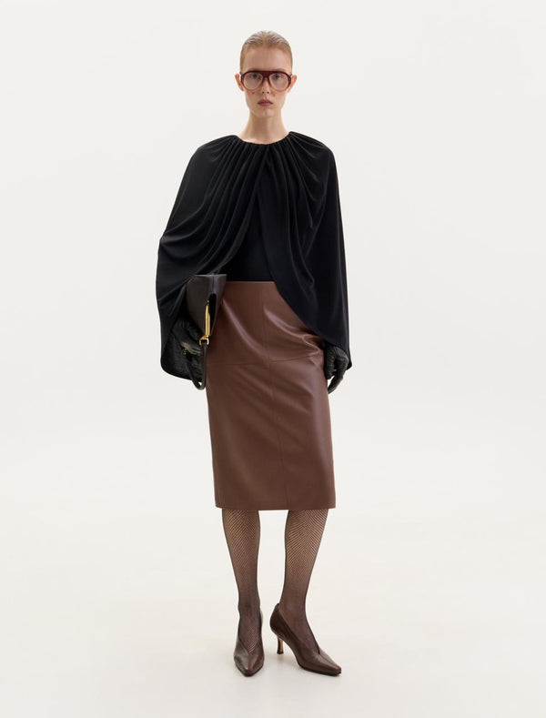 Black jersey cape bodysuit