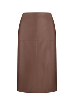 Brown midi skirt in fox leather