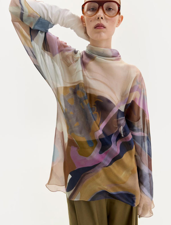 Chiffon blouse with an abstract print