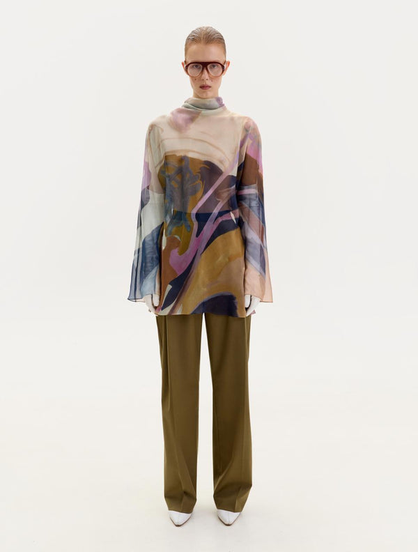 Chiffon blouse with an abstract print