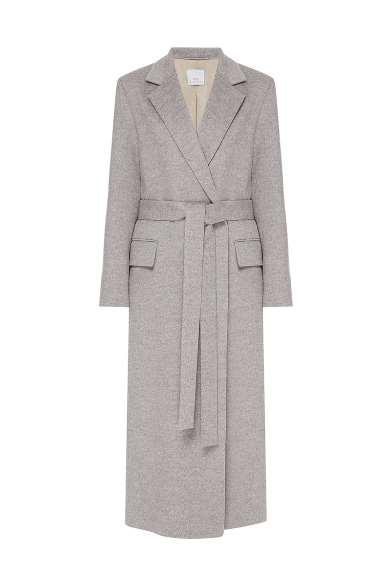 Double-breasted gray cashmere coat