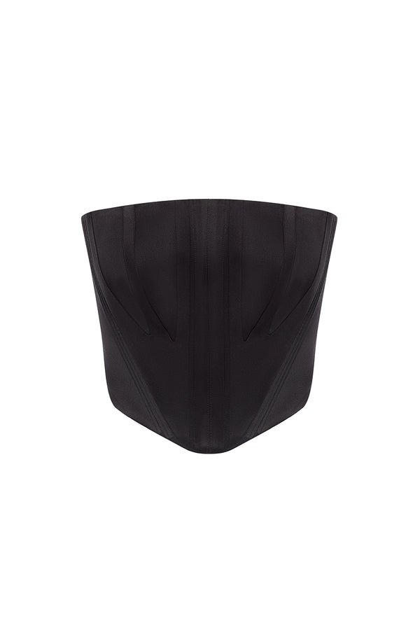 Sculpted silk corset in black