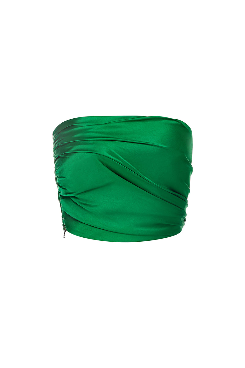 Silk corset in green