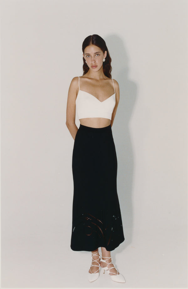 Black midi skirt embroidered with trypillian pattern