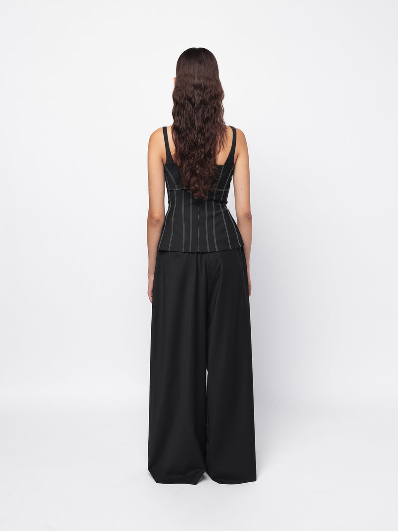 Black wide wool pants