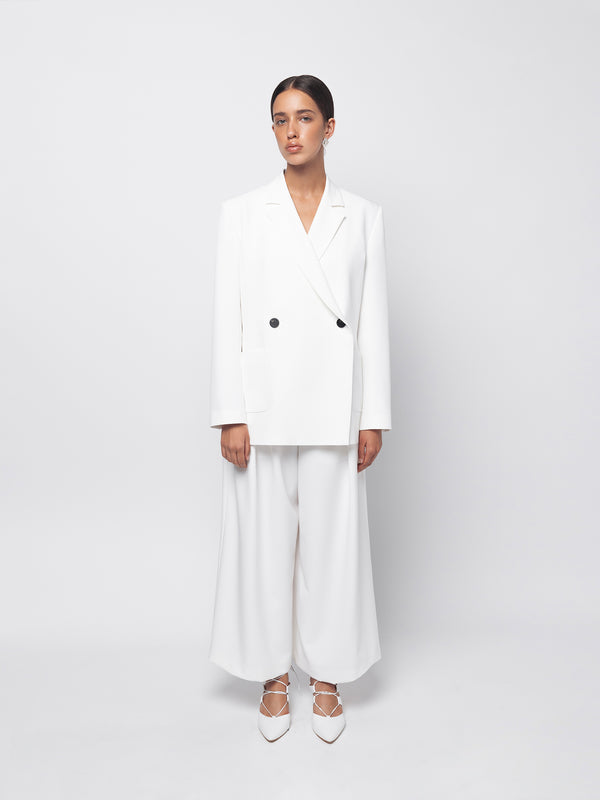 Cream classic oversized wool blazer