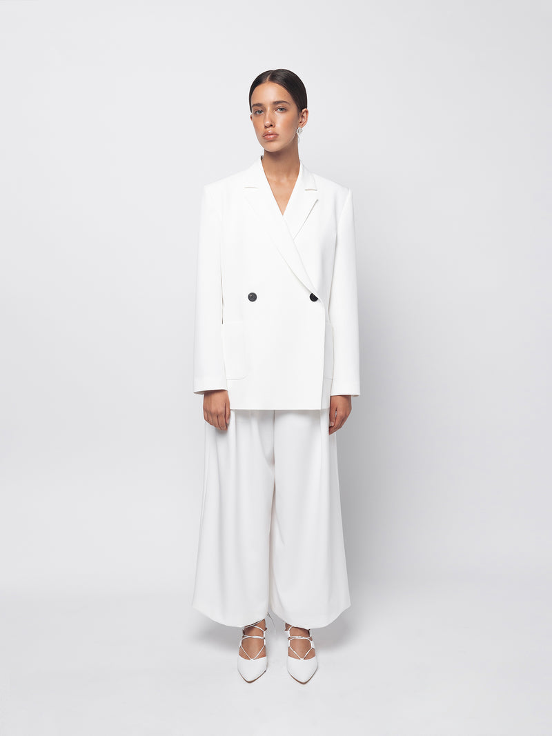 Cream classic oversized wool blazer