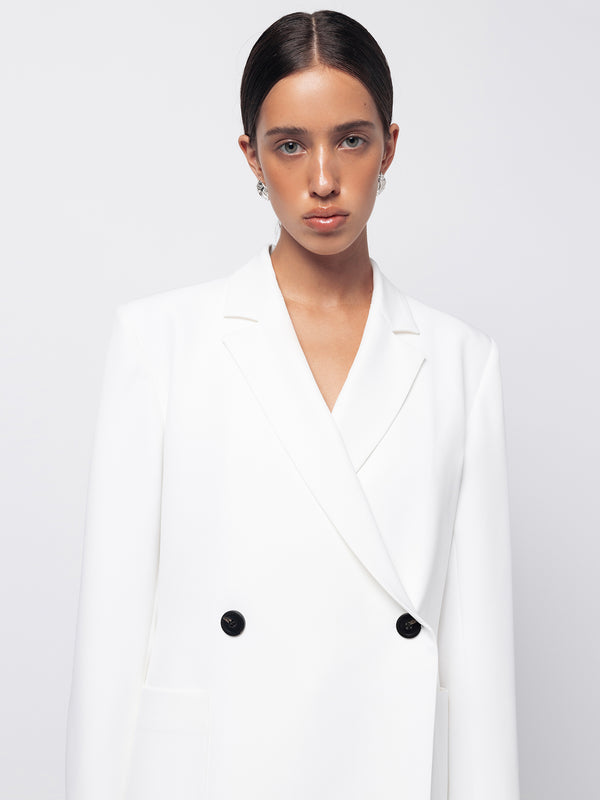 Cream classic oversized wool blazer