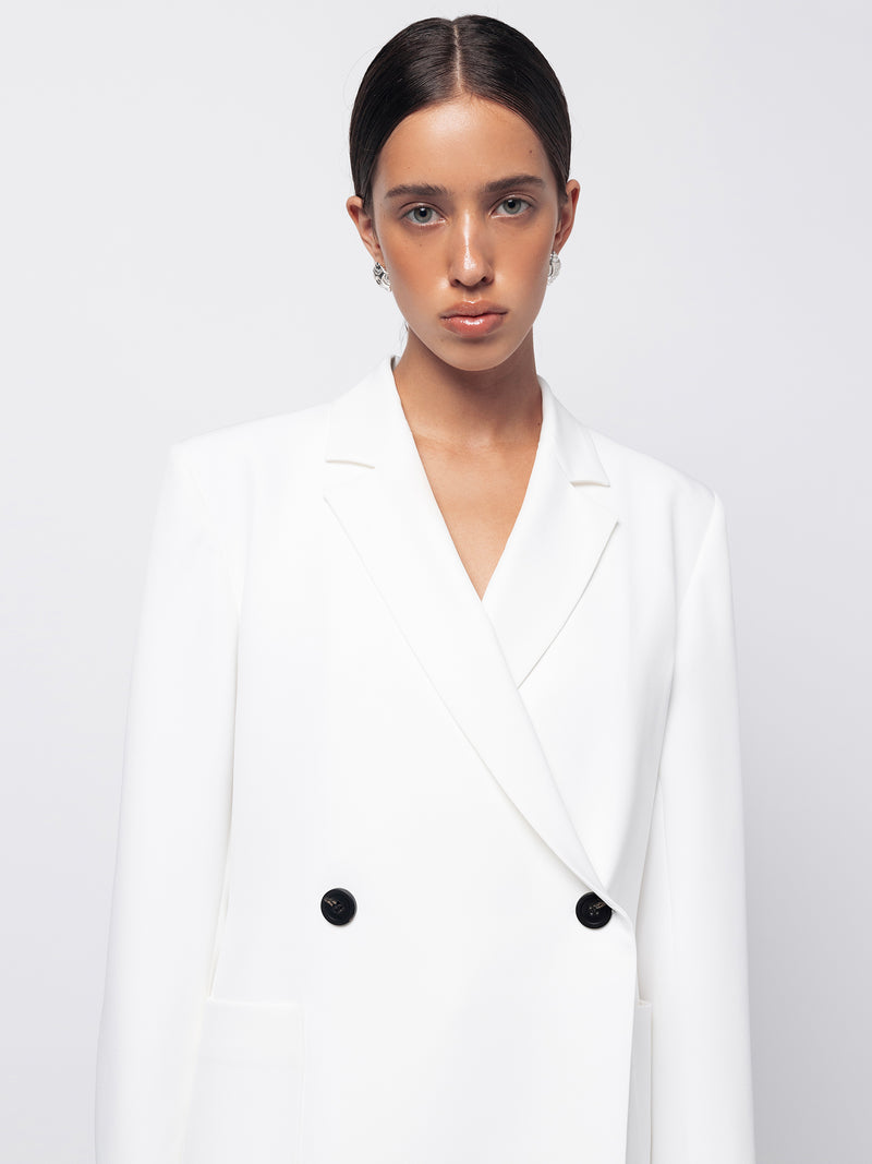 Cream classic oversized wool blazer
