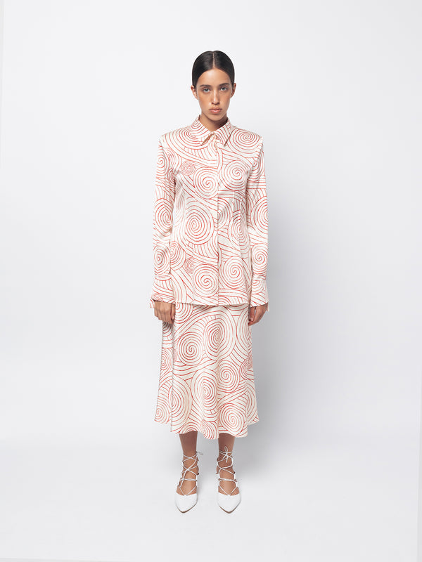 Silk skirt with trypillian print